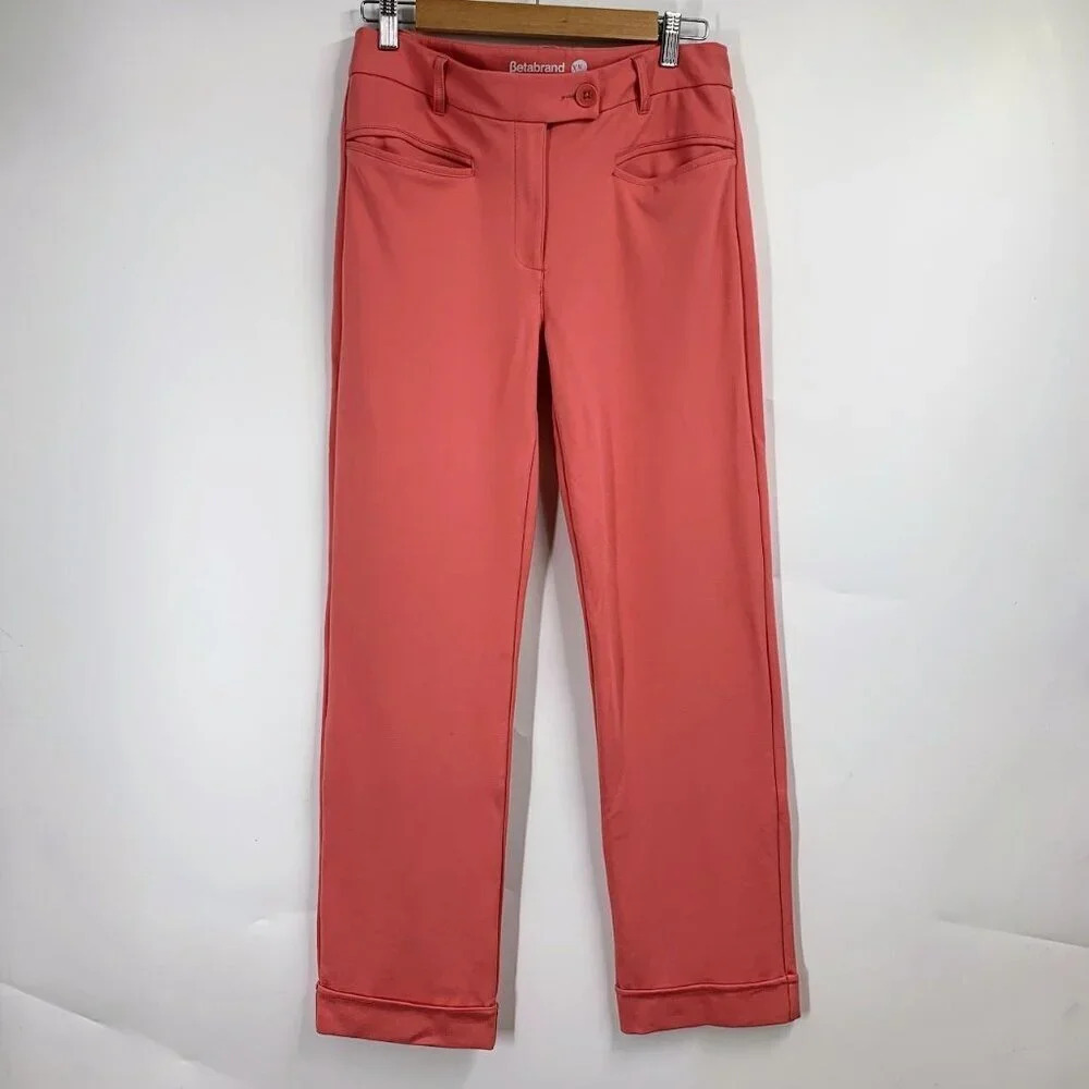Betabrand Women's Lite Dress Pant Yoga Pants in Melon Size‎ M Long